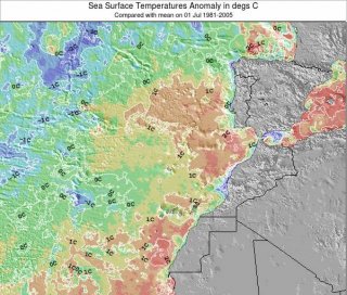 Spain (Africa) Water Temperature Anomaly
